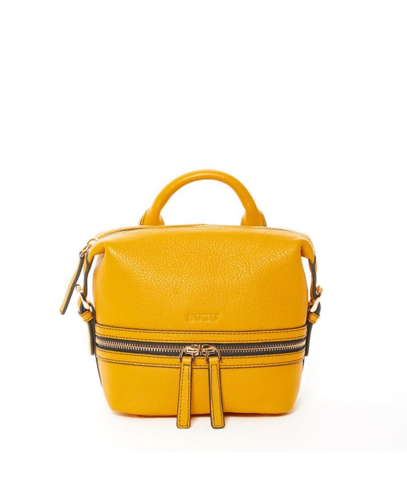 Yellow Leather Backpack Purse Convertible Medium Crossbody Bag for Women with Front and Back Pockets