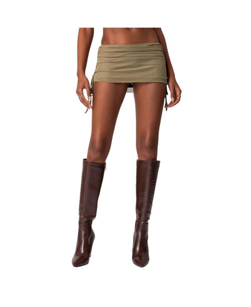 Women's Joy sheer mesh drawstring mini skirt