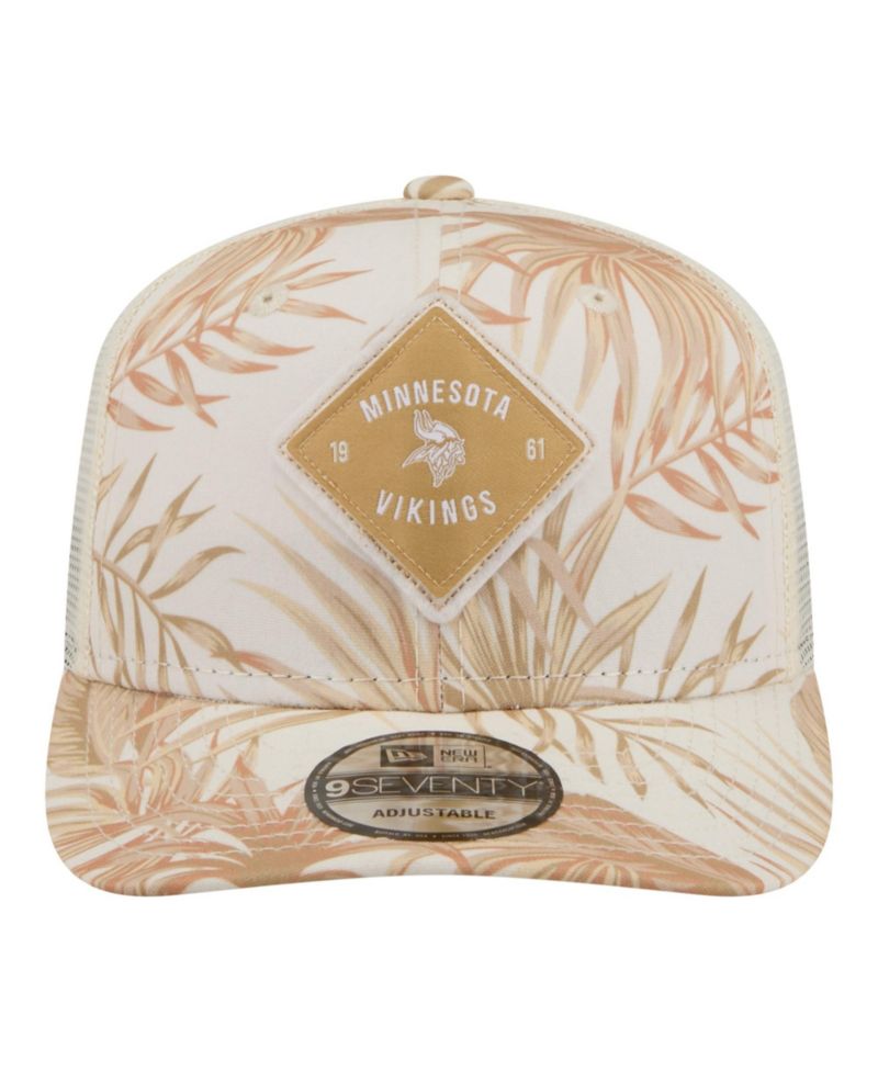 Men's Tan Minnesota Vikings Tonal Palm COOLERA 9SEVENTY Adjustable Trucker Hat