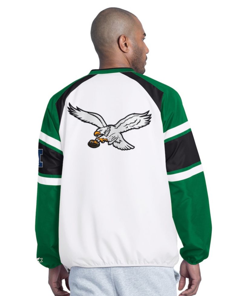 Men's White Philadelphia Eagles Infield Play Raglan Pullover Jacket