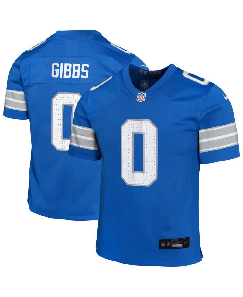 Big Boys and Girls Jahmyr Gibbs Blue Detroit Lions Team Game Jersey