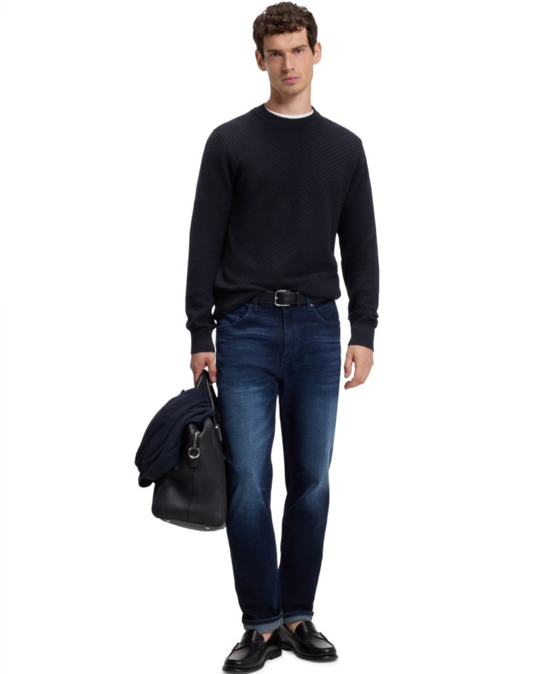Men's Cotton Diagonal-Knit Regular-Fit Sweater