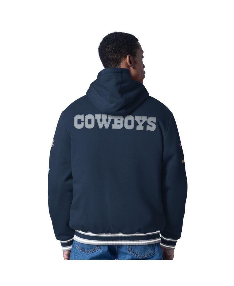 Men's Navy Dallas Cowboys Power Forward Commemorative Fleece Full-Zip Hoodie