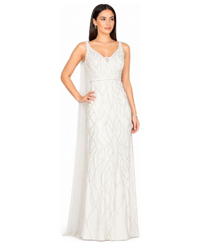 Women's Beaded Wedding Gown with Cape