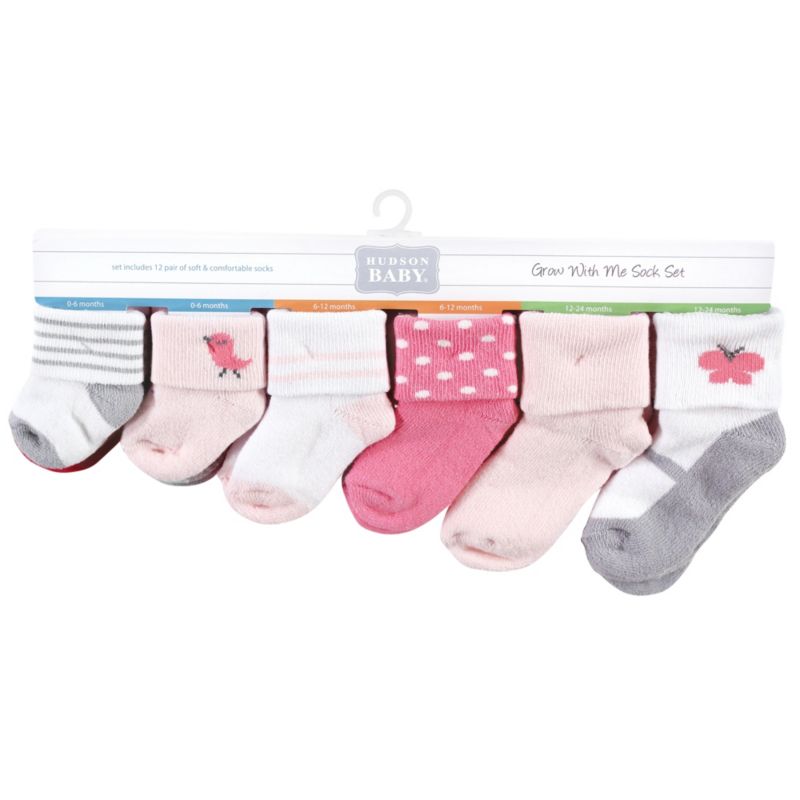 Baby Girls Hudson Grow With Me Socks 12pk