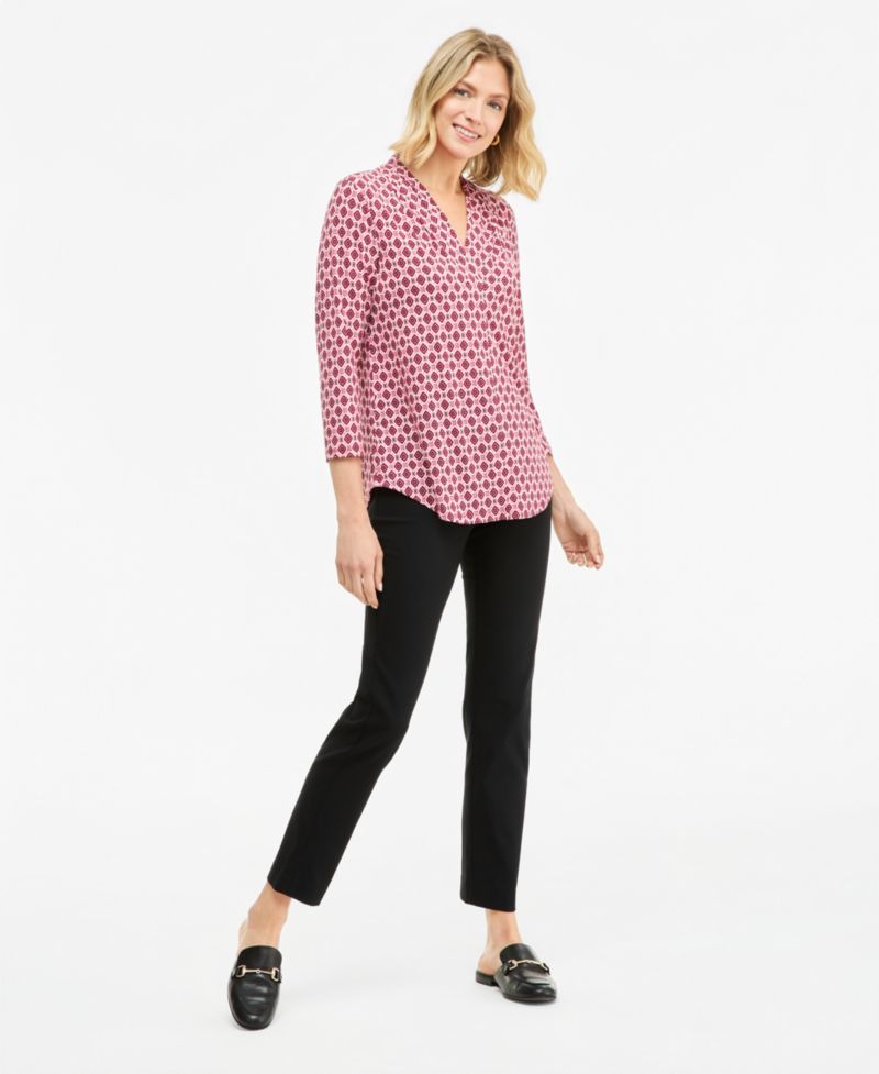 Women's Printed 3/4 Sleeve V-Neck Knit Top