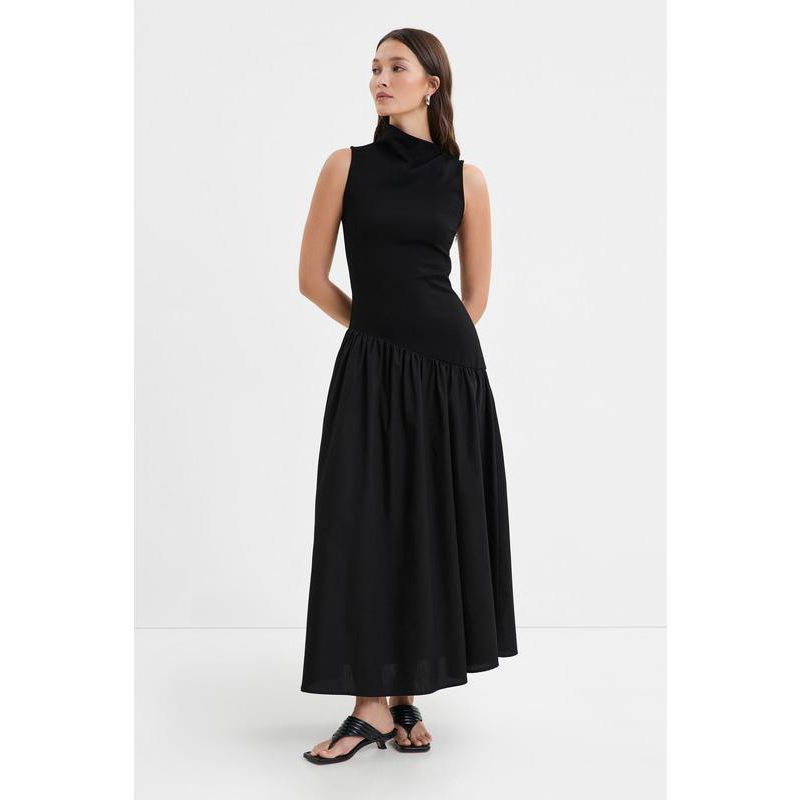 Women's Hutton Fitted Bodice Cotton A-Line Maxi Dress with Side Pocket