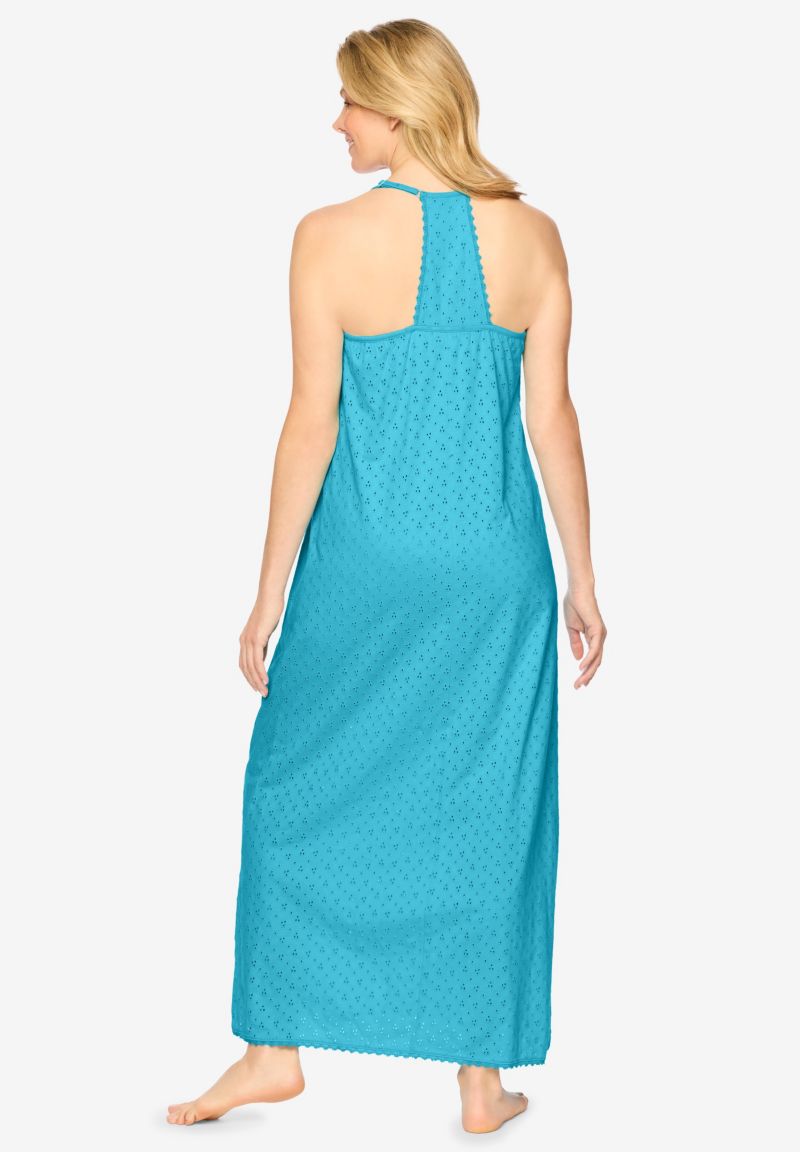 Women's Dreams and Co. Breezy Eyelet Knit Long Nightgown