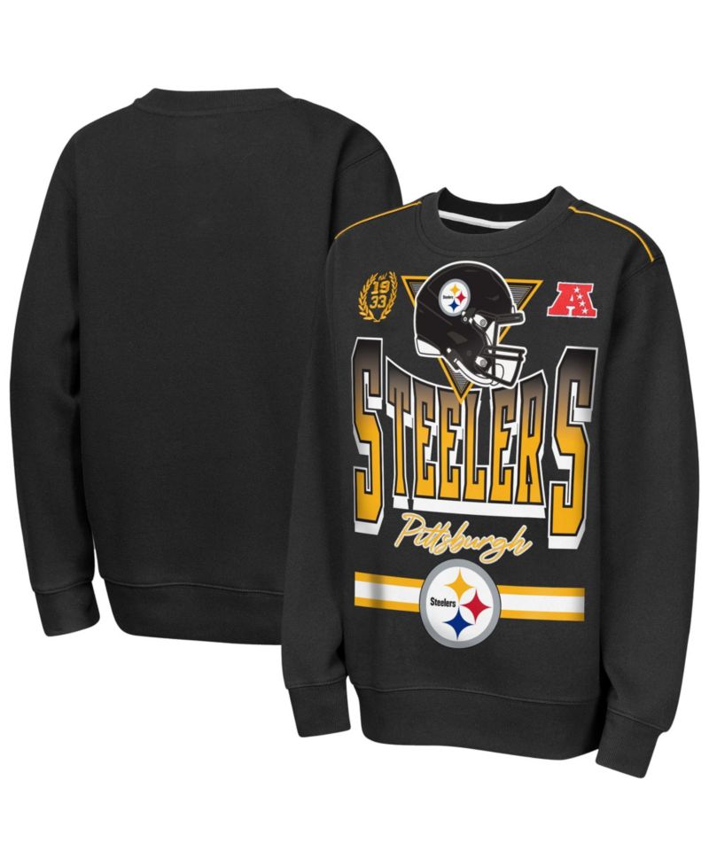 Big Boys and Girls Black Pittsburgh Steelers Run Gun Fleece Sweatshirt