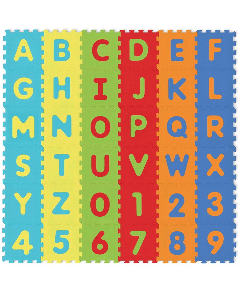 36-Piece Interlocking Baby Puzzle Floor Tiles with Alphabet