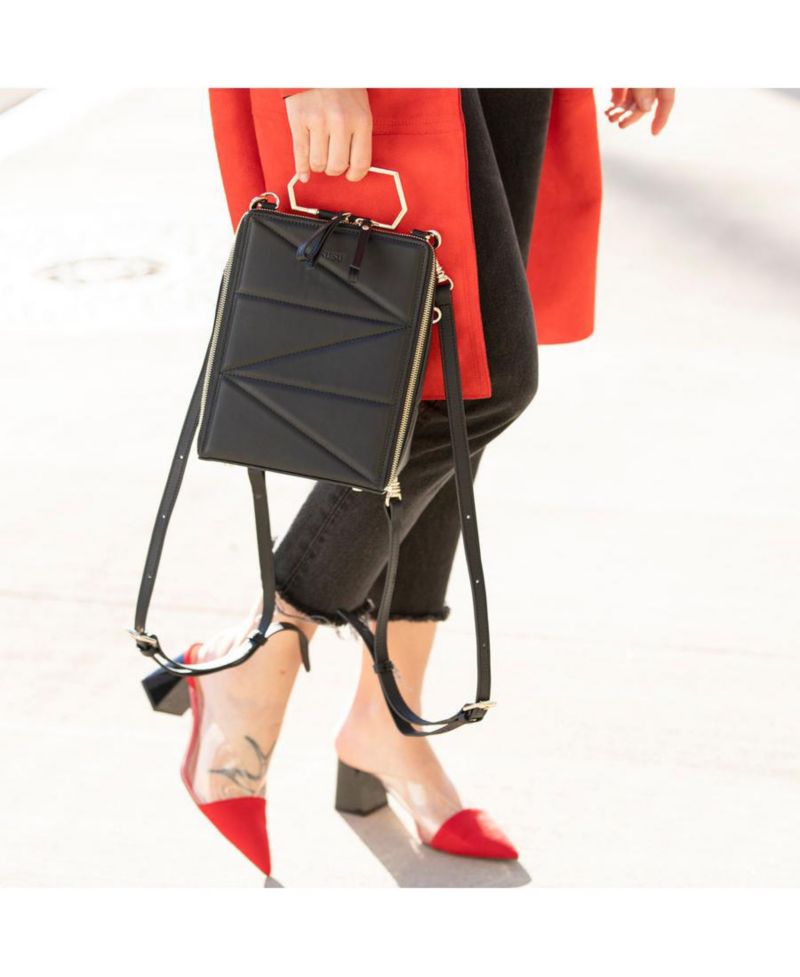 Black Leather Backpack Purse for Women Convertible Crossbody Bag, Classic Top Handle Handbag Stylish Quite Luxury Everyday Bag
