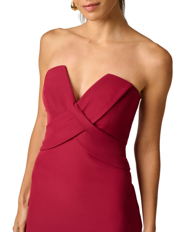 Women's Stretch Strapless Crepe Long Dress
