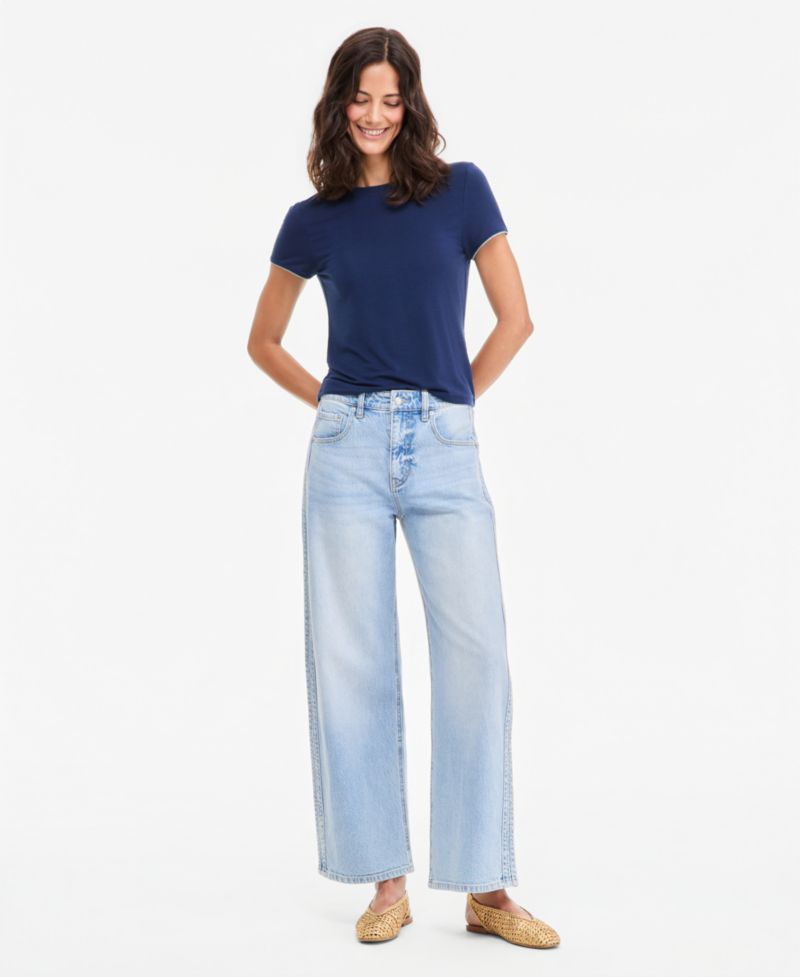 Women's Mid-Rise Side-Stripe Curve Leg Jeans