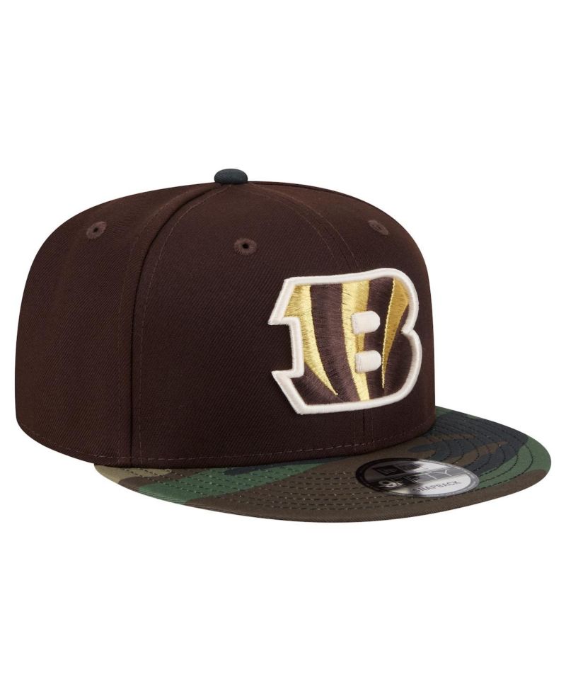 Men's Dark Brown Cincinnati Bengals Burnt Wood Camo 9FIFTY Snapback Hat