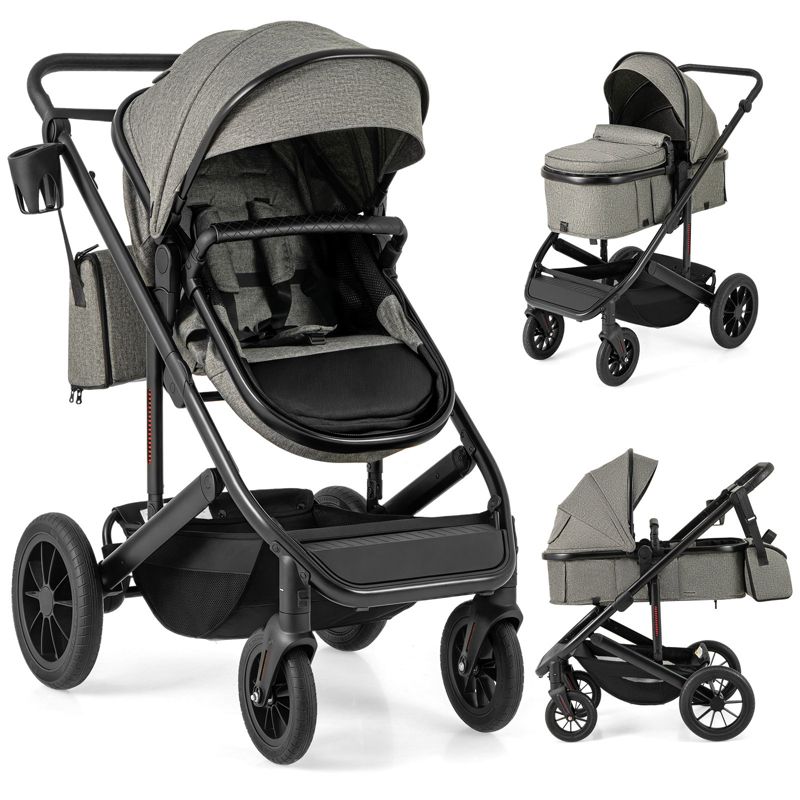 3-in-1 Baby Stroller with Detachable Bassinet and Convertible Seat for Newborns