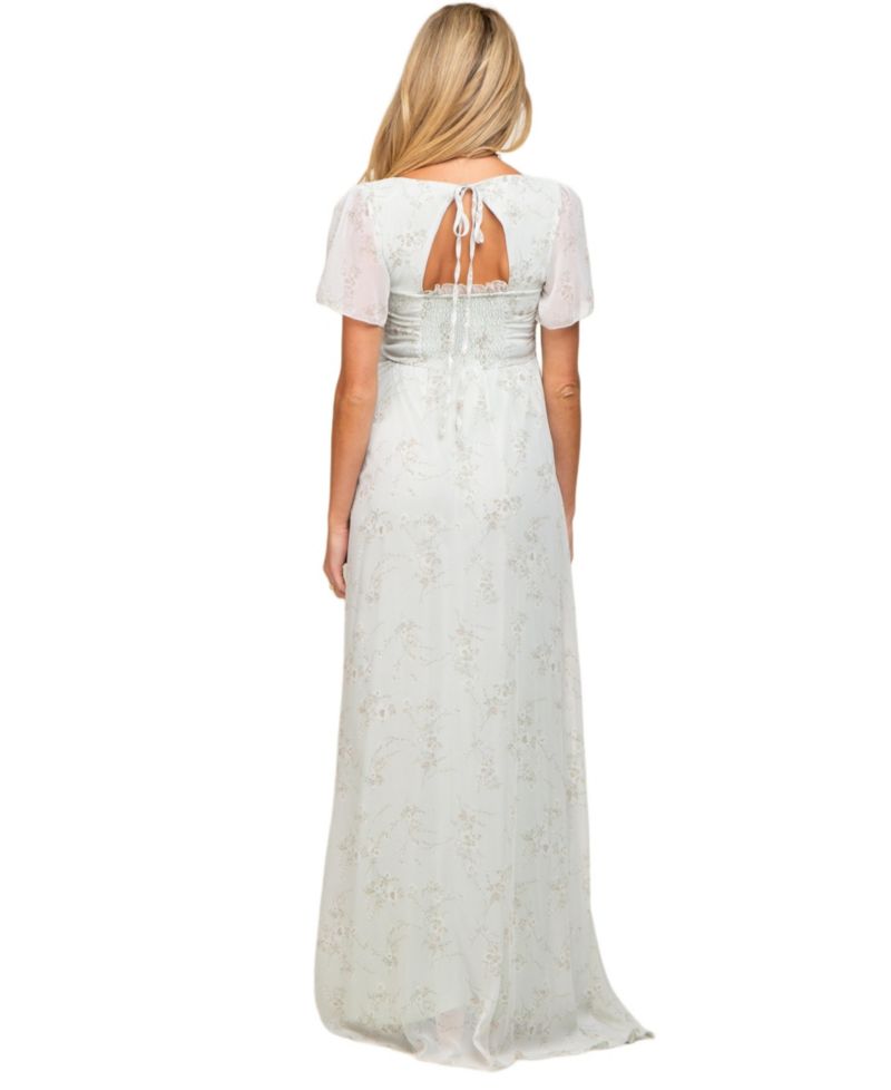Women's Floral Smocked Chiffon Maxi Dress