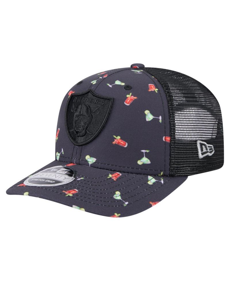 Men's Navy/Black Las Vegas Raiders Adventure Drinks Pattern 9SEVENTY Stretch Snap Hat
