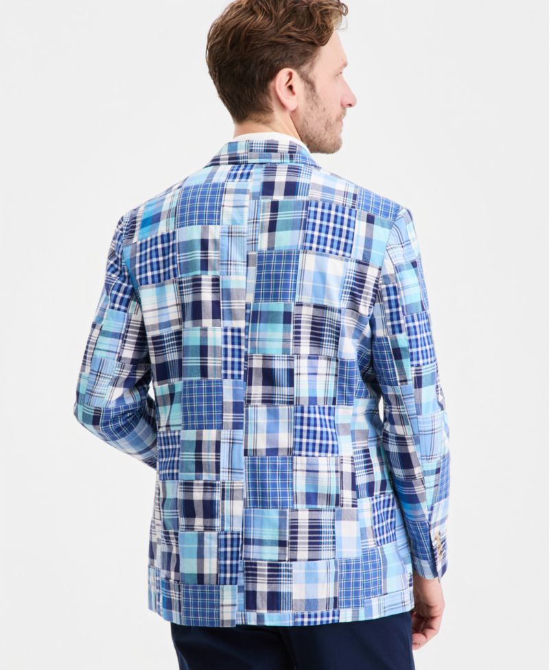 Men's Patchwork Madras Regular-Fit Blazer