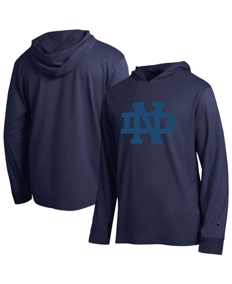 Men's Navy Notre Dame Fighting Irish Tonal All-Star Long Sleeve Hooded T-Shirt