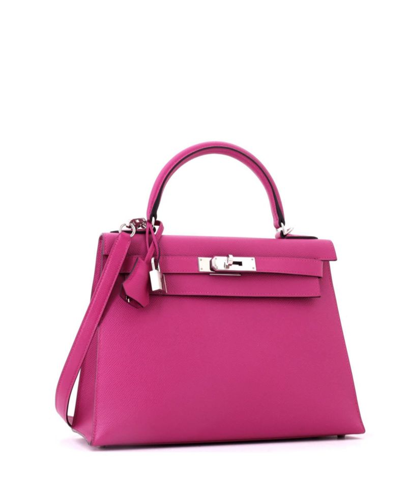 Pre-Owned Hermes Kelly 28 Handbag Pink Epsom with Palladium Hardware