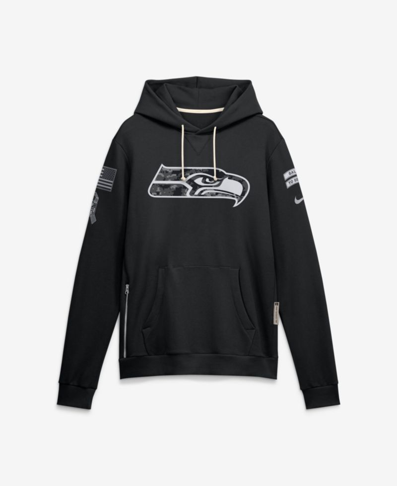 Men's Black Seattle Seahawks 2026 Salute to Service Sideline Pullover Hoodie