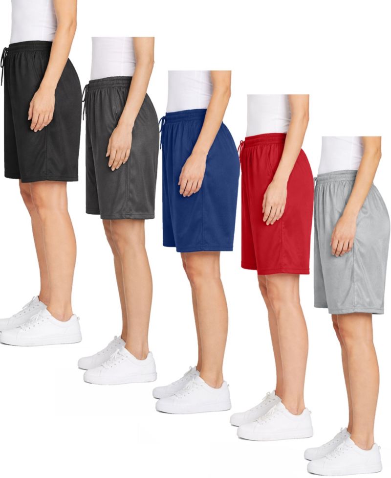 Women's Loose Fit Moisture-Wicking Performance Dazzle Shorts-5 Pack