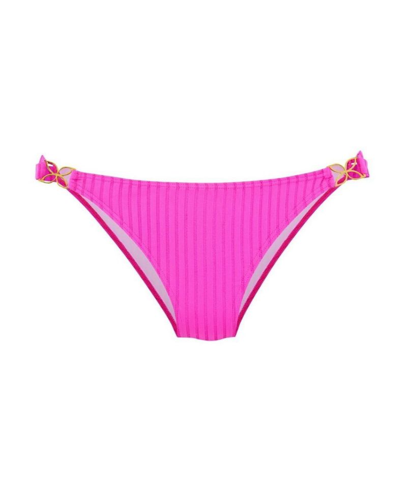Women's Floral Print Ribbed Hardware Detail Low-Rise Swim Bottom