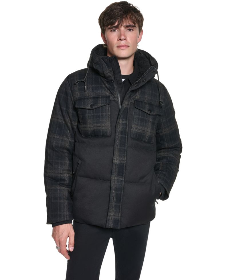 Men's Mixed Media Hooded Jacket