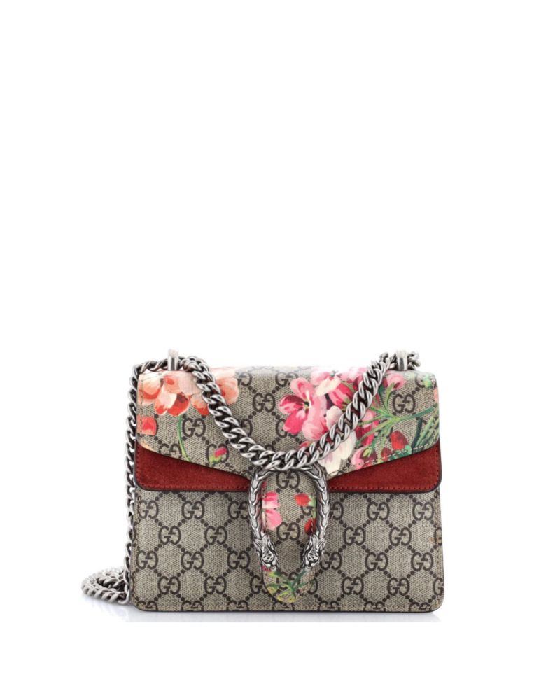 Mini Dionysus Bag Blooms Print GG Coated Canvas