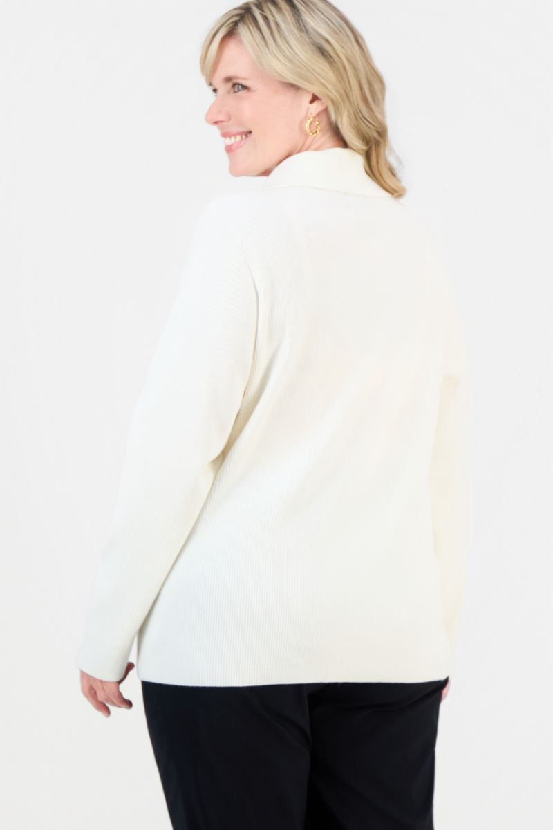 Petite Collared Long-Sleeve Button Cardigan