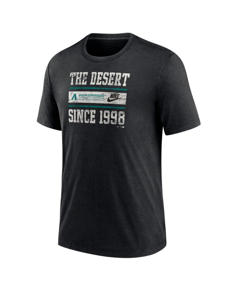Men's Heather Black Arizona Diamondbacks Cooperstown Collection Local Stack Tri-Blend T-Shirt