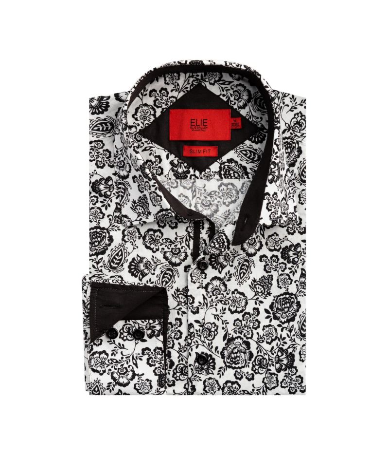 Big Boys White Slim Fit Paisley Print Shirt