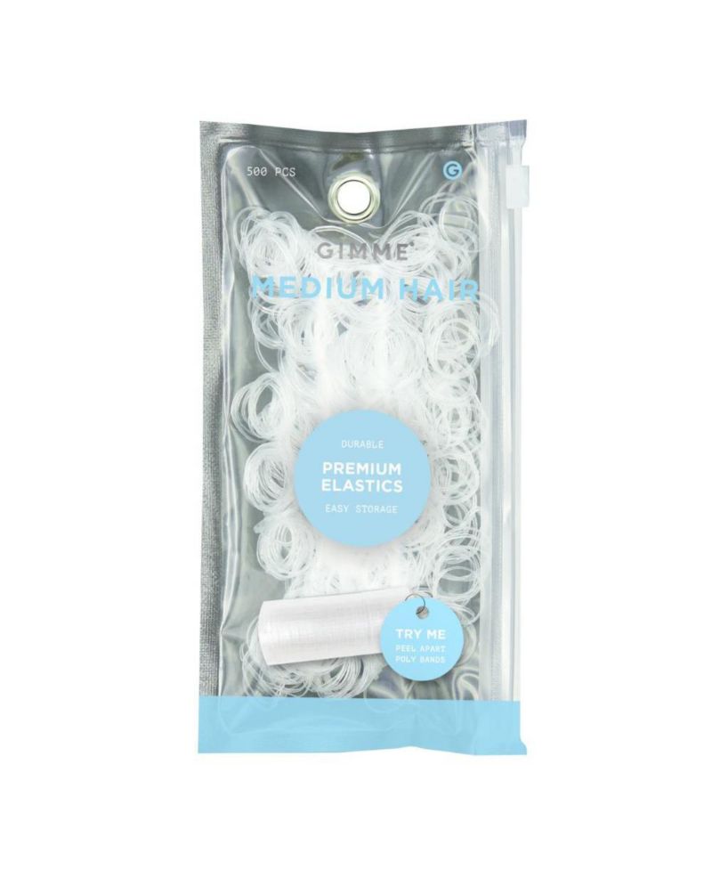 Medium Hair Premium Elastics - Clear Hair Ties with Innovative Storage Stack - No-Slip, Durable Bands for All Day Use - 500 Pack