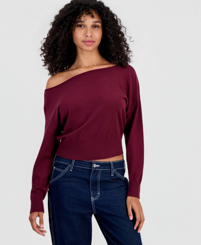 Juniors' Roll-Neck Slouchy Sweater
