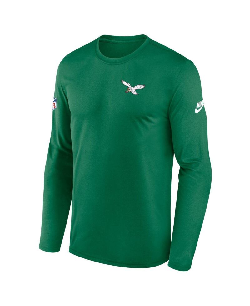 Men's Kelly Green Philadelphia Eagles Legend Small Logo Performance Long Sleeve T-Shirt