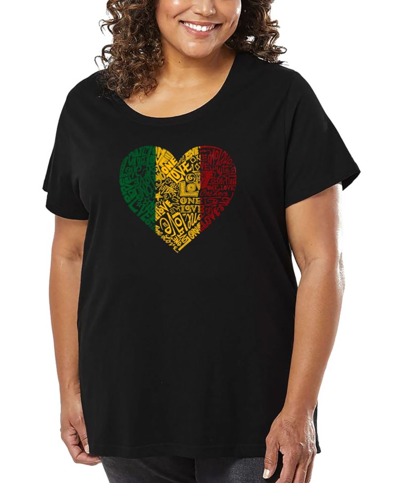 Plus Size One Love Heart Word Art T-Shirt