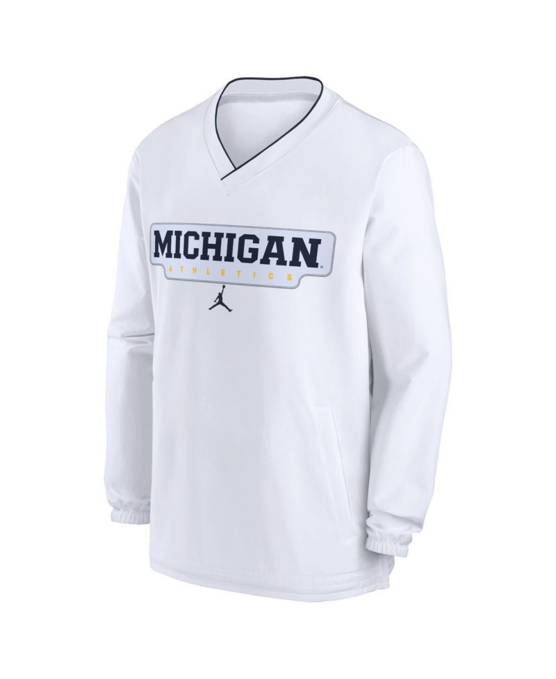 Men's White Michigan Wolverines 2024 Sideline Pullover Windshirt
