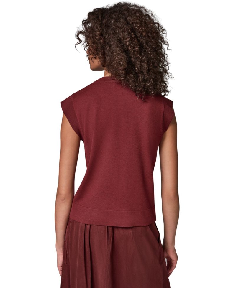 Women's Extended Shoulder Sleeveless Crewneck Sweater