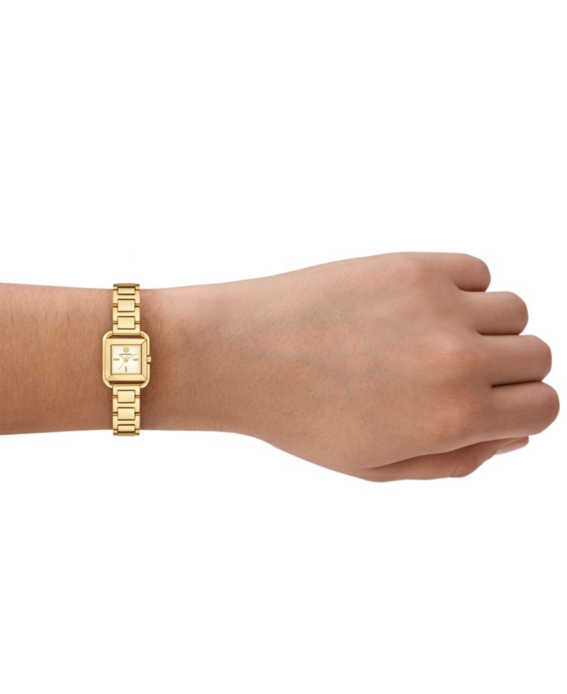 Women's The Kira Square Small Gift Set Quartz Three-Hand Gold Stainless Steel, 19mm