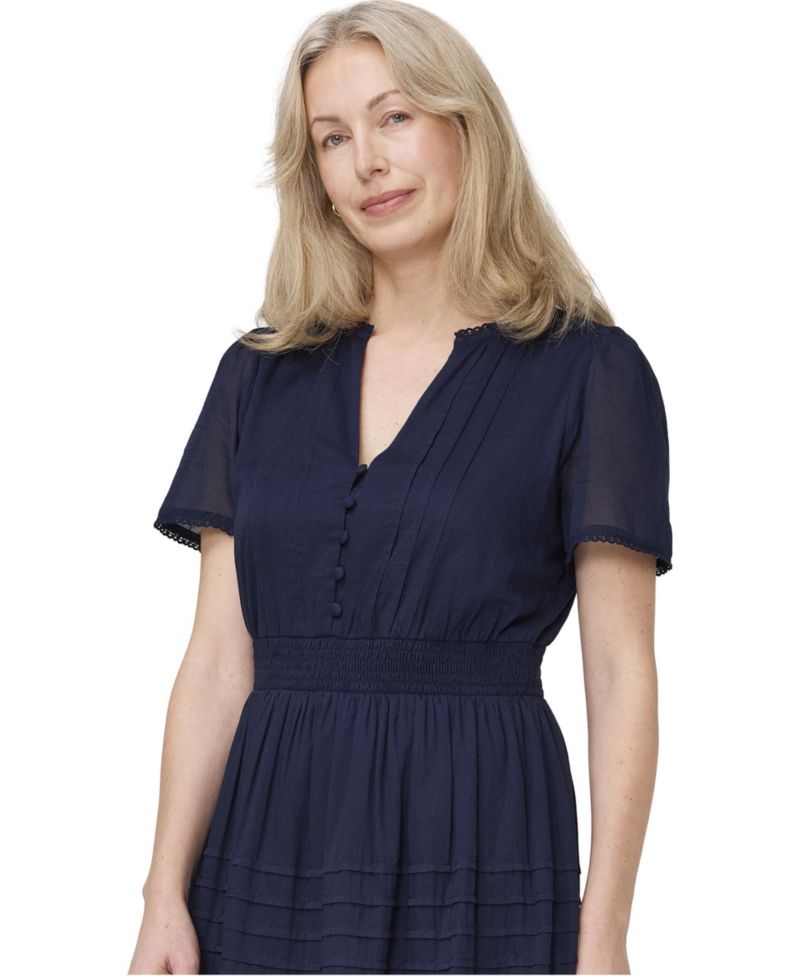 Women's Juniper Short-Sleeve V-Neck Tiered Midi Dress