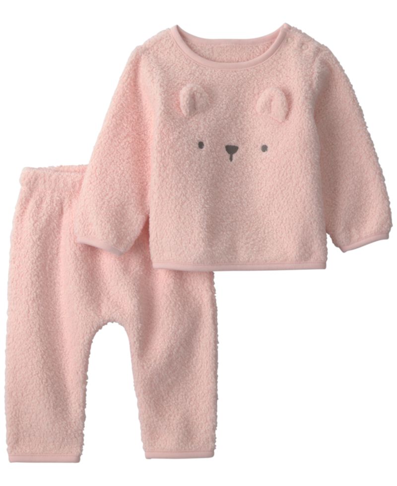 Baby Girls' Bear Fleece Top and Pants, 2-Piece Set