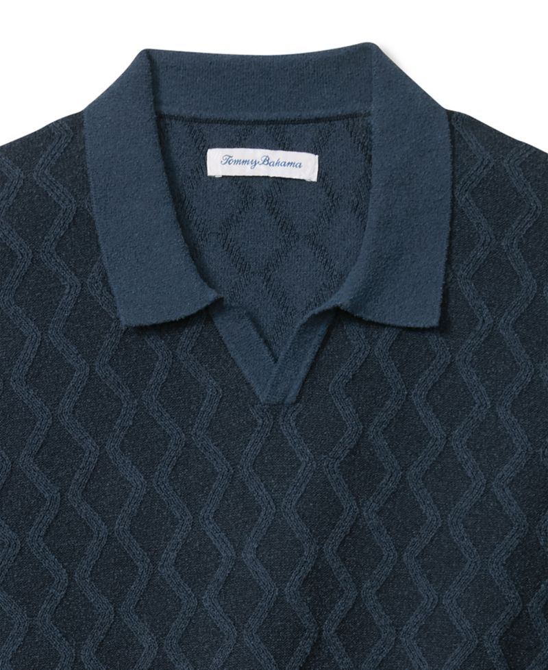 Men's Textured Johnny Collar Polo Shirt
