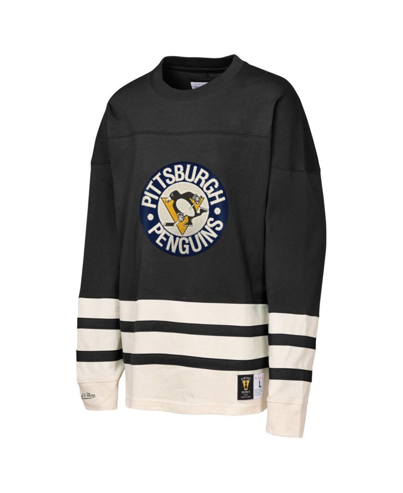 Big Boys and Girls Black Pittsburgh Penguins Chainstitch Heavyweight Long Sleeve T-Shirt