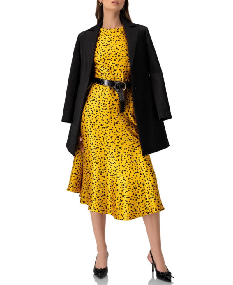 Women's Polka Dot A-Line Midi Dress