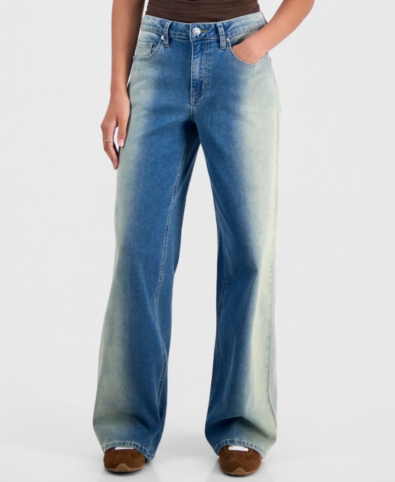 Juniors' Ultra 90s Wide-Leg Ombr&eacute; Jeans
