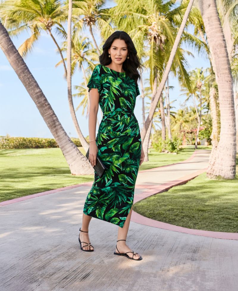 Women's Verdure Printed Round Neck Shaping Dress