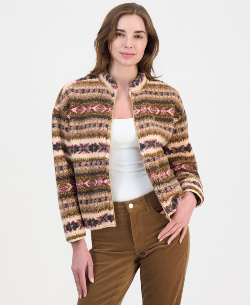 Women's Full-Zip Fair Isle Sherpa Fleece Jacket
