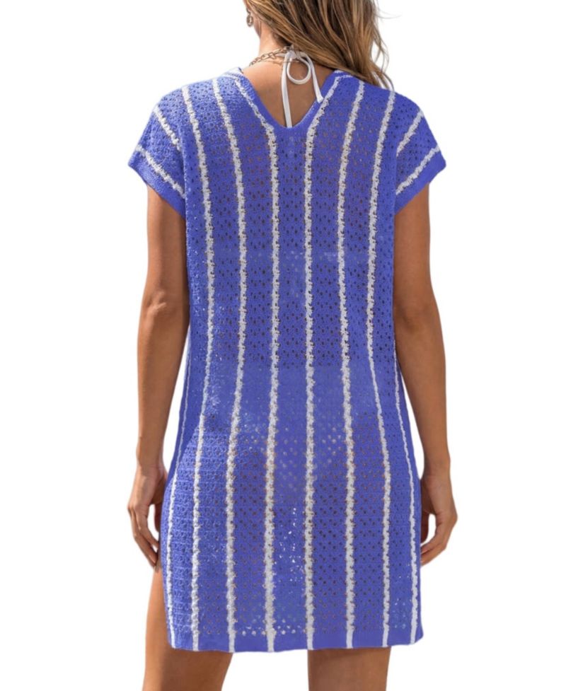 Women's Ocean Wave Striped Knit Cover-Up Dress