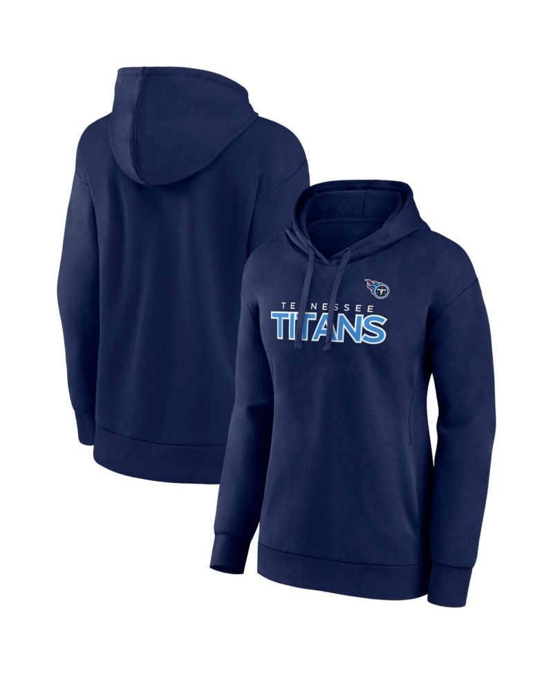 Women's Navy Tennessee Titans Iconic Cotton Fleece Checklist Pullover Hoodie