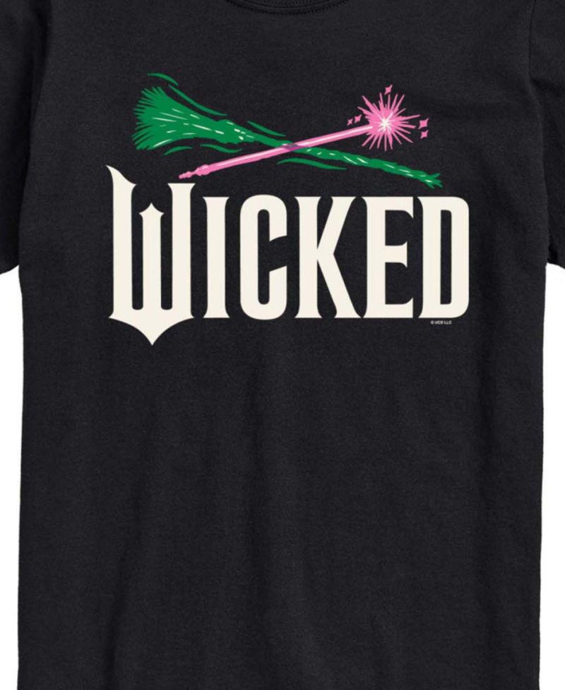 Men's Wicked Part 2 Broom and Wand Logo Graphic Printed Short-Sleeve T-Shirt